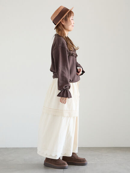 透かし柄切替レースニット（オフホワイト/グレー/ダークブラウン）｜Samansa Mos2（サマンサ モスモス）通販