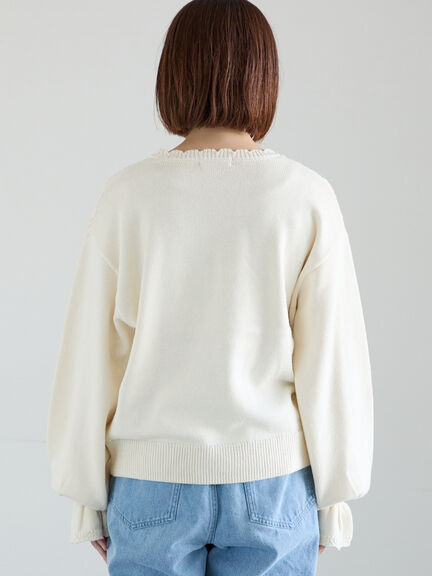 透かし柄切替レースニット（オフホワイト/グレー/ダークブラウン）｜Samansa Mos2（サマンサ モスモス）通販