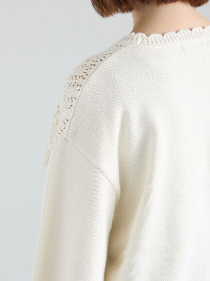 透かし柄切替レースニット（オフホワイト/グレー/ダークブラウン）｜Samansa Mos2（サマンサ モスモス）通販