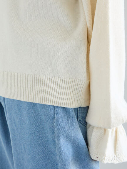 透かし柄切替レースニット（オフホワイト/グレー/ダークブラウン）｜Samansa Mos2（サマンサ モスモス）通販