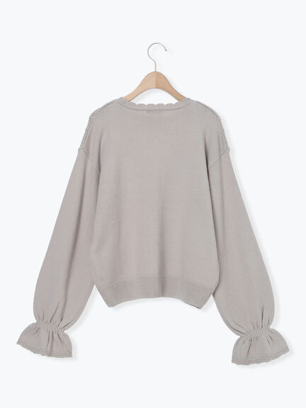 透かし柄切替レースニット（オフホワイト/グレー/ダークブラウン）｜Samansa Mos2（サマンサ モスモス）通販