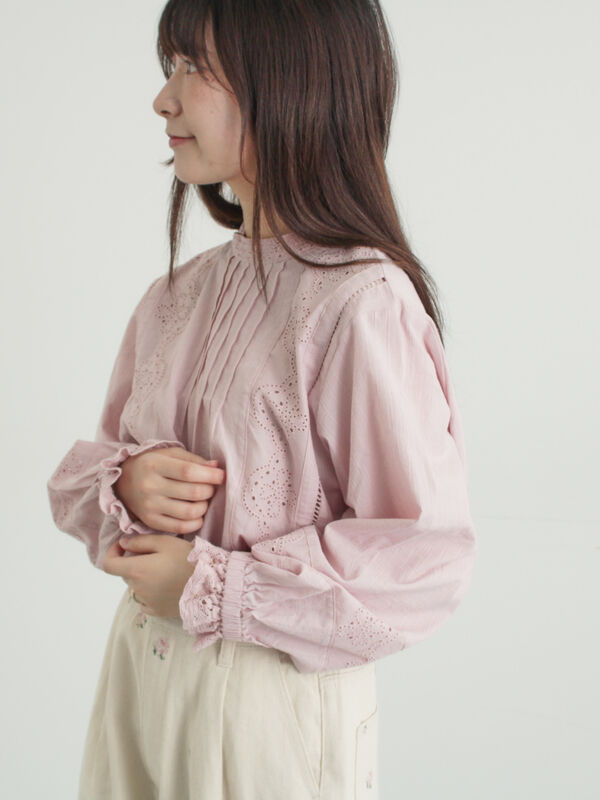 teru★新品★エヘカソポ★sm2★スタンドレース衿ブラウス*ミント ehka sopo（エヘカソポ）の「レーススタンド衿ブラウス（シャツ
