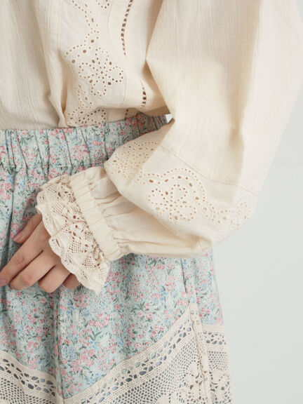 スタンドカラーレースブラウス（オフホワイト/ピンク/キナリ）｜Samansa Mos2（サマンサ モスモス）通販