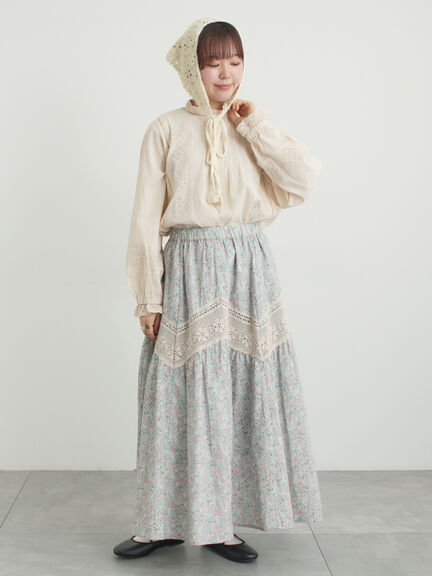 スタンドカラーレースブラウス（オフホワイト/ピンク/キナリ）｜Samansa Mos2（サマンサ モスモス）通販