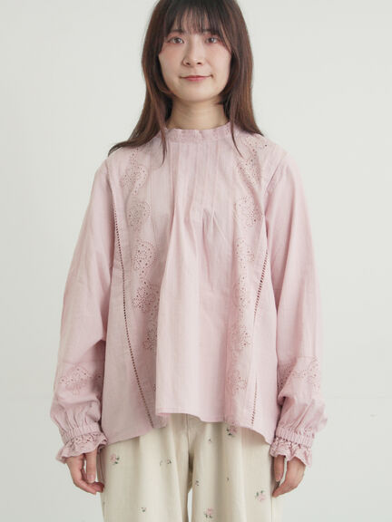 スタンドカラーレースブラウス（オフホワイト/ピンク/キナリ）｜Samansa Mos2（サマンサ モスモス）通販