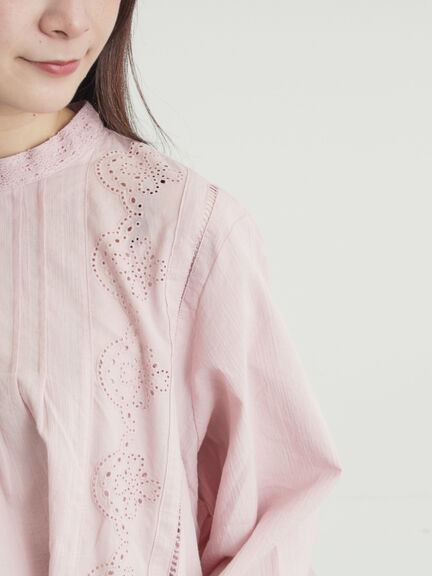 スタンドカラーレースブラウス（オフホワイト/ピンク/キナリ）｜Samansa Mos2（サマンサ モスモス）通販