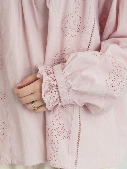 スタンドカラーレースブラウス（オフホワイト/ピンク/キナリ）｜Samansa Mos2（サマンサ モスモス）通販