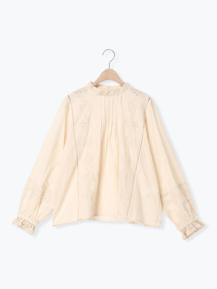 スタンドカラーレースブラウス（オフホワイト/ピンク/キナリ）｜Samansa Mos2（サマンサ モスモス）通販