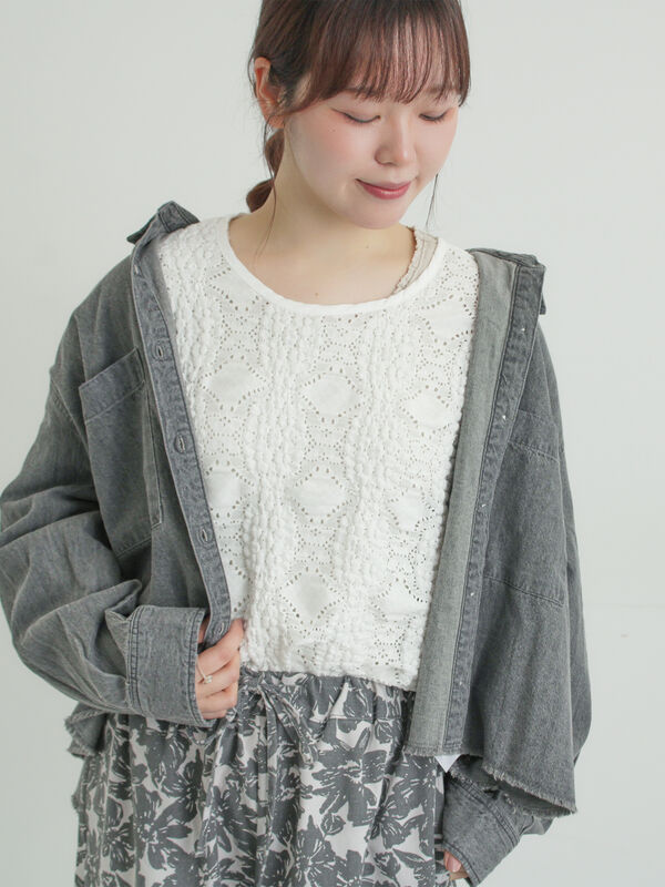 デニムショート丈シャツ（チャコールグレー/サックスブルー/ブルー）｜Samansa Mos2（サマンサ モスモス）通販