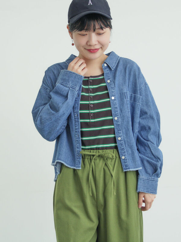 デニムショート丈シャツ（ブルー）｜Samansa Mos2（サマンサ モスモス）通販