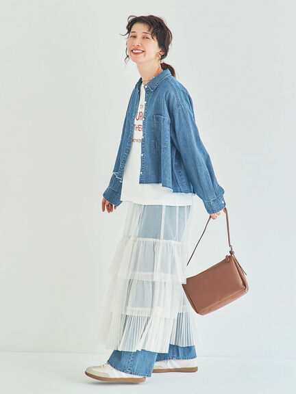 デニムショート丈シャツ（チャコールグレー/サックスブルー/ブルー）｜Samansa Mos2（サマンサ モスモス）通販