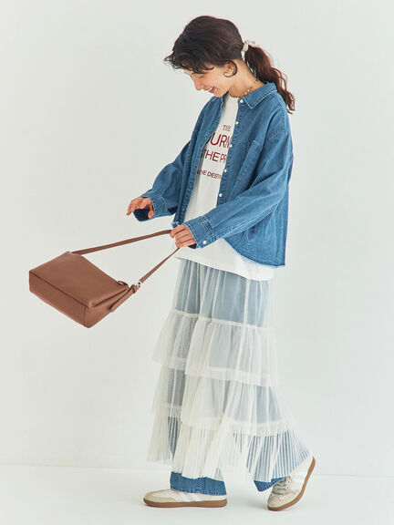 デニムショート丈シャツ（チャコールグレー/サックスブルー/ブルー）｜Samansa Mos2（サマンサ モスモス）通販