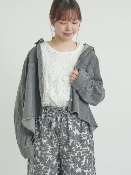 デニムショート丈シャツ（チャコールグレー/サックスブルー/ブルー）｜Samansa Mos2（サマンサ モスモス）通販