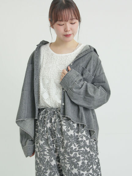 デニムショート丈シャツ（チャコールグレー/サックスブルー/ブルー）｜Samansa Mos2（サマンサ モスモス）通販