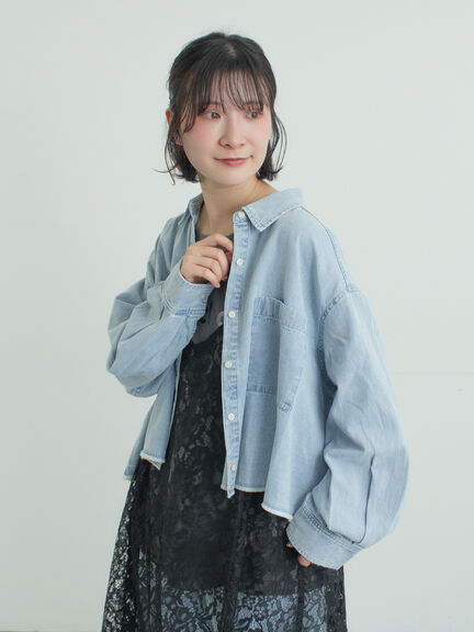 デニムショート丈シャツ（チャコールグレー/サックスブルー/ブルー）｜Samansa Mos2（サマンサ モスモス）通販