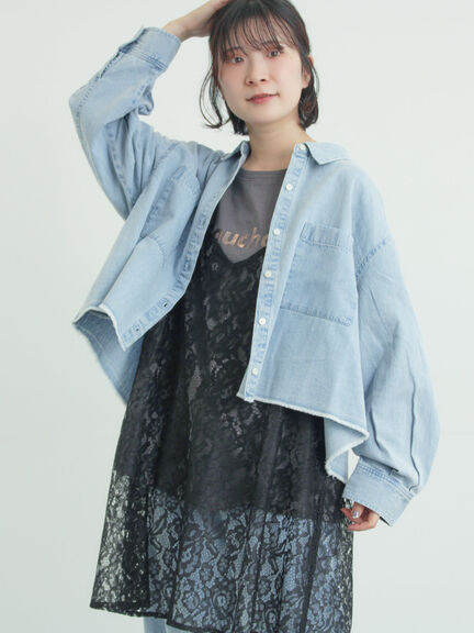 デニムショート丈シャツ（チャコールグレー/サックスブルー/ブルー）｜Samansa Mos2（サマンサ モスモス）通販