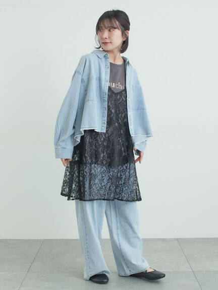 デニムショート丈シャツ（チャコールグレー/サックスブルー/ブルー）｜Samansa Mos2（サマンサ モスモス）通販