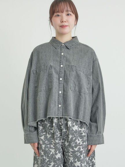 デニムショート丈シャツ（チャコールグレー/サックスブルー/ブルー）｜Samansa Mos2（サマンサ モスモス）通販