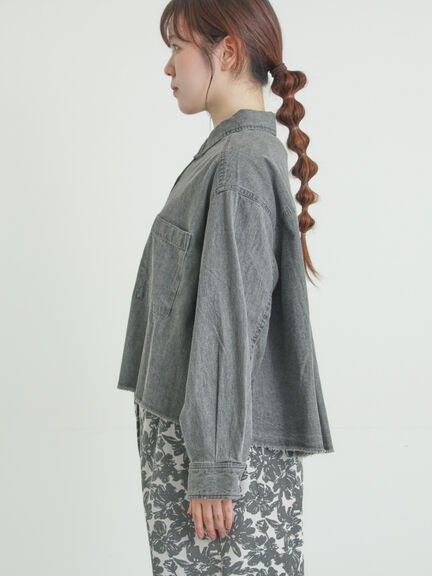 デニムショート丈シャツ（チャコールグレー/サックスブルー/ブルー）｜Samansa Mos2（サマンサ モスモス）通販