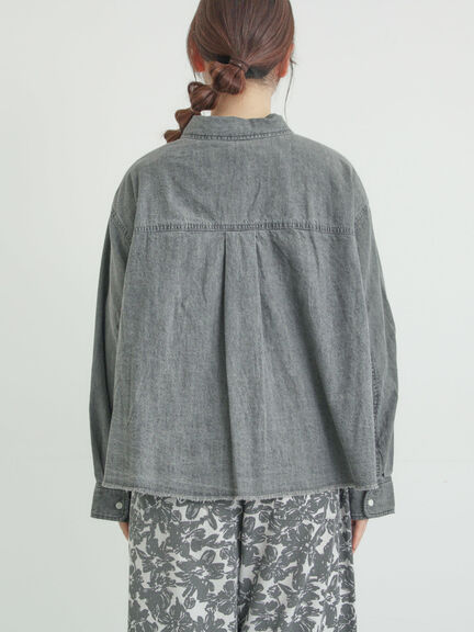 デニムショート丈シャツ（チャコールグレー/サックスブルー/ブルー）｜Samansa Mos2（サマンサ モスモス）通販