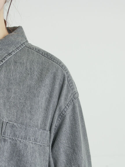 デニムショート丈シャツ（チャコールグレー/サックスブルー/ブルー）｜Samansa Mos2（サマンサ モスモス）通販
