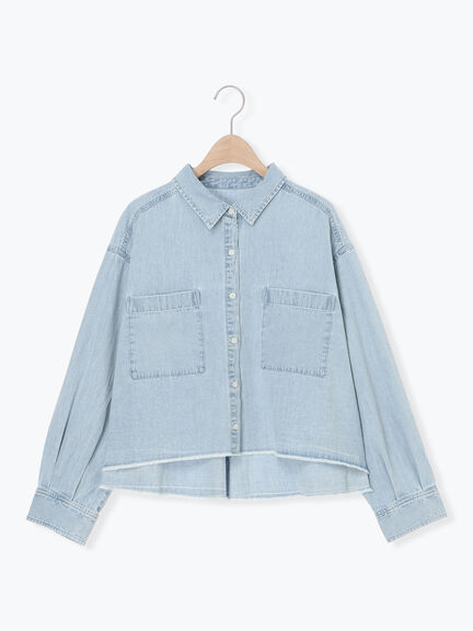 デニムショート丈シャツ（チャコールグレー/サックスブルー/ブルー）｜Samansa Mos2（サマンサ モスモス）通販