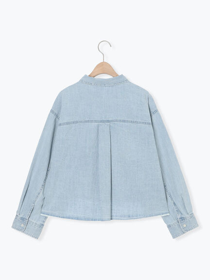 デニムショート丈シャツ（チャコールグレー/サックスブルー/ブルー）｜Samansa Mos2（サマンサ モスモス）通販