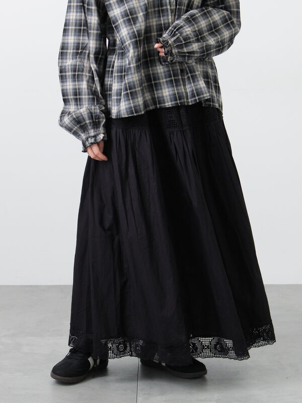 ローズ柄レースギャザースカート（ブラック）｜Samansa Mos2（サマンサ モスモス）通販