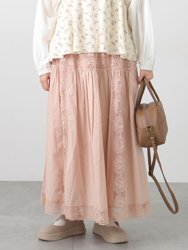 ローズ柄レースギャザースカート（ピンク）｜Samansa Mos2（サマンサ モスモス）通販