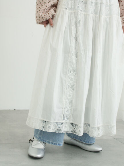 ローズ柄レースギャザースカート（オフホワイト/ブラック/ピンク）｜Samansa Mos2（サマンサ モスモス）通販