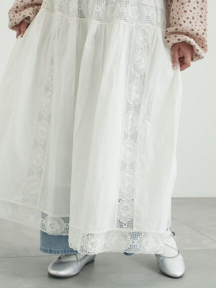 ローズ柄レースギャザースカート（オフホワイト/ブラック/ピンク）｜Samansa Mos2（サマンサ モスモス）通販