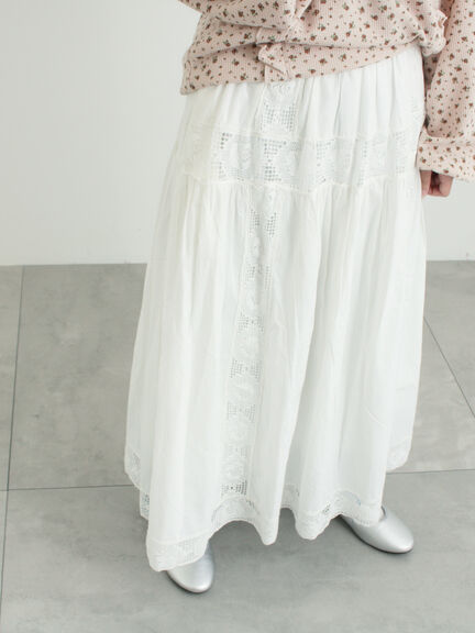 ローズ柄レースギャザースカート（オフホワイト/ブラック/ピンク）｜Samansa Mos2（サマンサ モスモス）通販