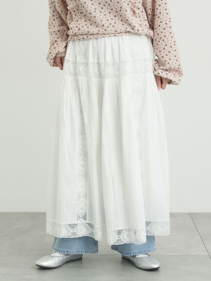 ローズ柄レースギャザースカート（オフホワイト/ブラック/ピンク）｜Samansa Mos2（サマンサ モスモス）通販