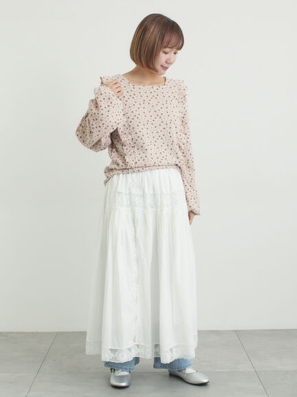 ローズ柄レースギャザースカート（オフホワイト/ブラック/ピンク）｜Samansa Mos2（サマンサ モスモス）通販