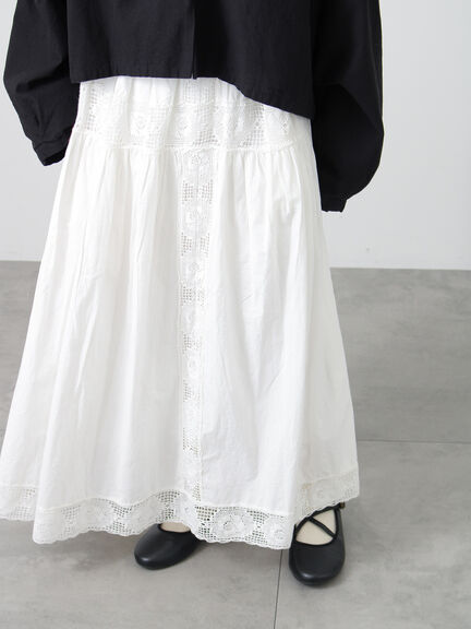 ローズ柄レースギャザースカート（オフホワイト/ブラック/ピンク）｜Samansa Mos2（サマンサ モスモス）通販