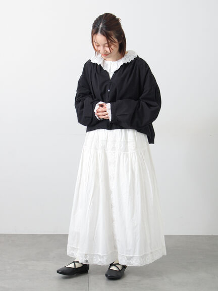 ローズ柄レースギャザースカート（オフホワイト/ブラック/ピンク）｜Samansa Mos2（サマンサ モスモス）通販