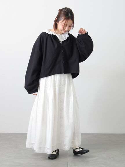 ローズ柄レースギャザースカート（オフホワイト/ブラック/ピンク）｜Samansa Mos2（サマンサ モスモス）通販