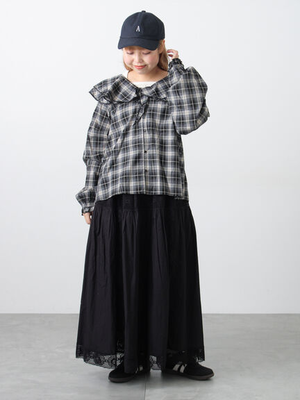 ローズ柄レースギャザースカート（オフホワイト/ブラック/ピンク）｜Samansa Mos2（サマンサ モスモス）通販