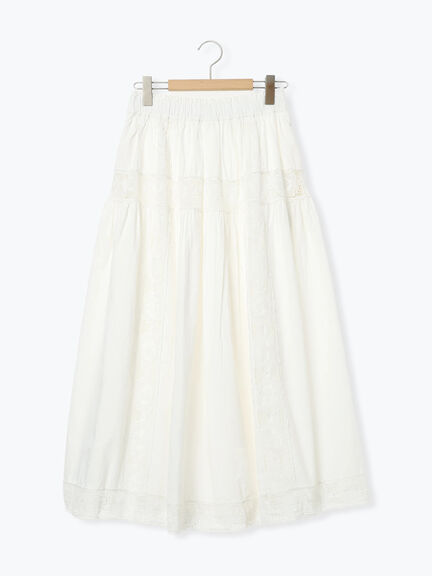 ローズ柄レースギャザースカート（オフホワイト/ブラック/ピンク）｜Samansa Mos2（サマンサ モスモス）通販