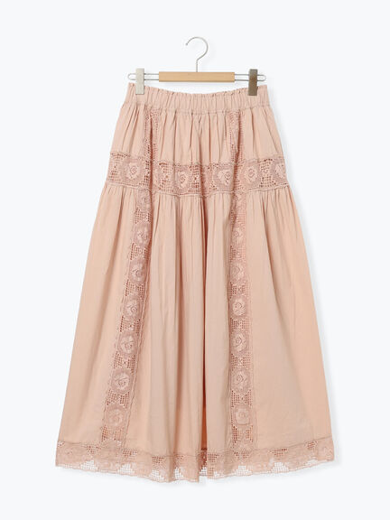 ローズ柄レースギャザースカート（オフホワイト/ブラック/ピンク）｜Samansa Mos2（サマンサ モスモス）通販