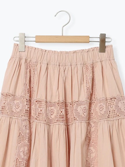 ローズ柄レースギャザースカート（オフホワイト/ブラック/ピンク）｜Samansa Mos2（サマンサ モスモス）通販