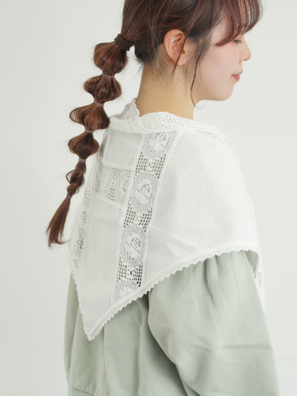 ローズ柄レースストール（オフホワイト/ブラック/アクセサリー