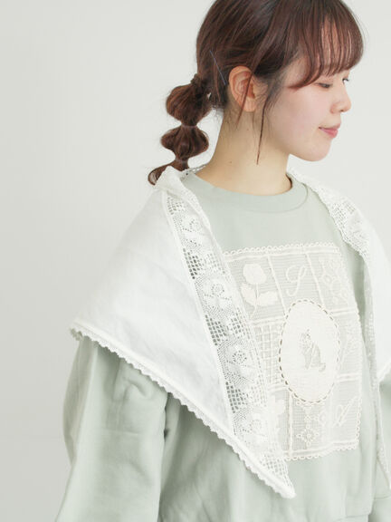 ローズ柄レースストール（オフホワイト/ブラック）｜Samansa Mos2（サマンサ モスモス）通販