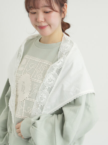 ローズ柄レースストール（オフホワイト/ブラック）｜Samansa Mos2（サマンサ モスモス）通販