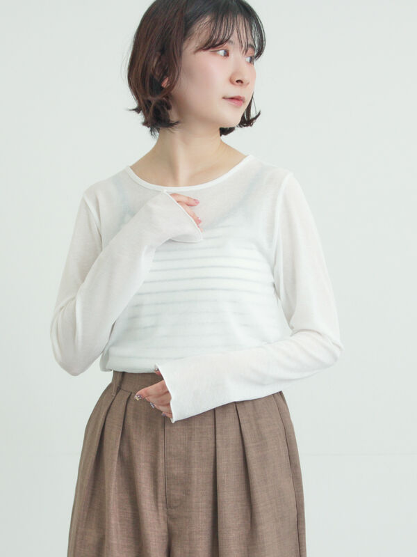 シアーカットソー（オフホワイト）｜Samansa Mos2（サマンサ モスモス）通販