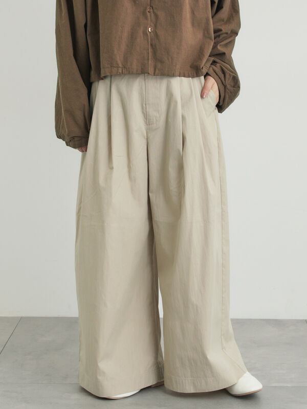 綿ナイロンワイドパンツ（ベージュ）｜Samansa Mos2（サマンサ モスモス）通販