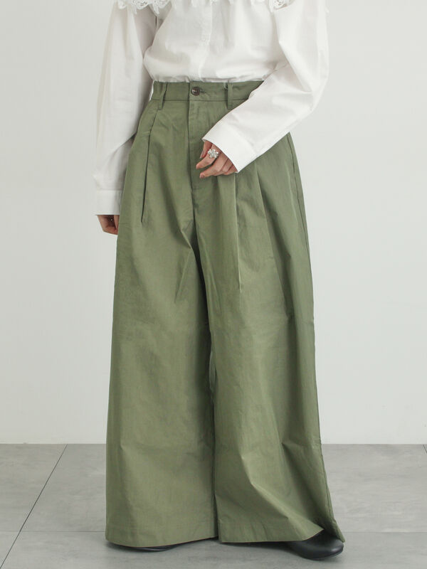 綿ナイロンワイドパンツ（ベージュ/カーキ/ネイビー）｜Samansa Mos2（サマンサ モスモス）通販