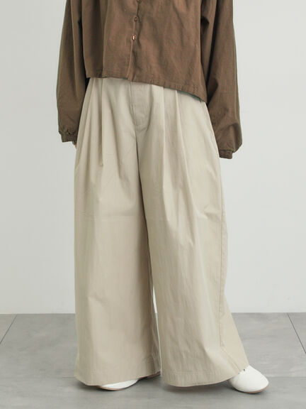 綿ナイロンワイドパンツ（ベージュ/カーキ/ネイビー）｜Samansa Mos2（サマンサ モスモス）通販