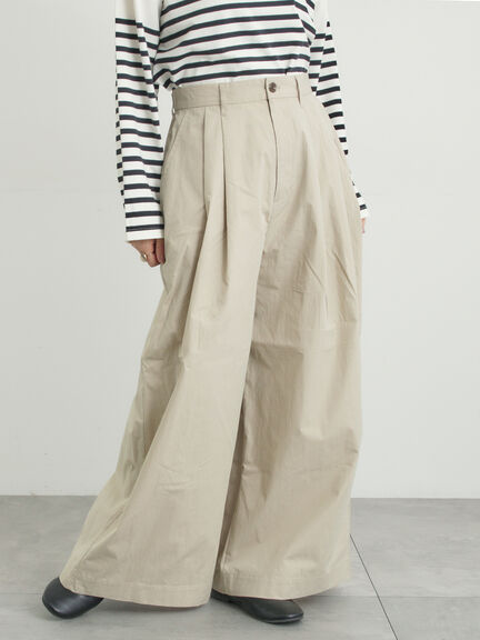 綿ナイロンワイドパンツ（ベージュ/カーキ/ネイビー）｜Samansa Mos2（サマンサ モスモス）通販