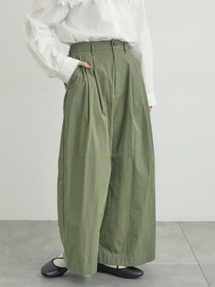 綿ナイロンワイドパンツ（ベージュ/カーキ/ネイビー）｜Samansa Mos2（サマンサ モスモス）通販